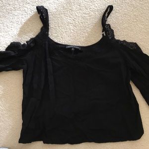 Kendall & Kylie Black Off Shoulder Long Sleeve Top
